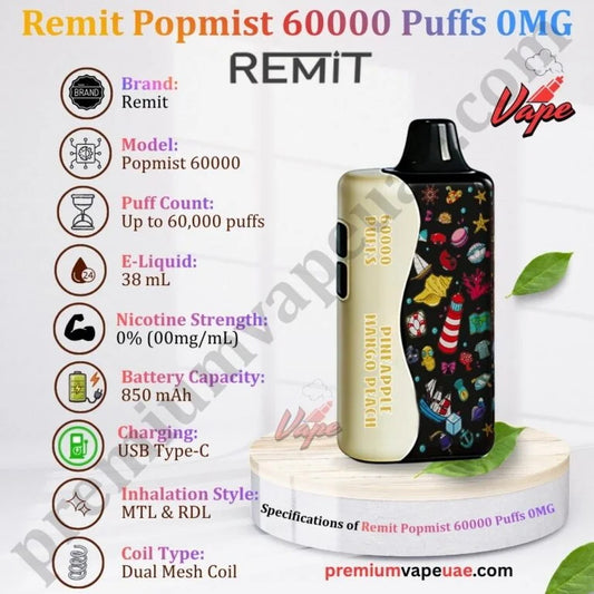 remit popmist 60k nicotine free